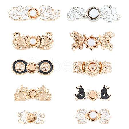 SUPERFINDINGS 10 Sets 10 Style Alloy Enamel Adjustment Waist Tightener Buckle Buttons FIND-FH0005-37-1