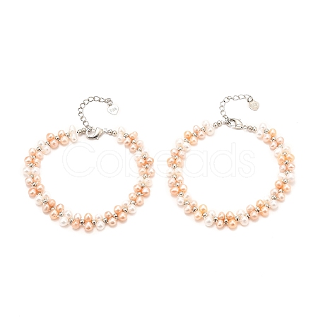 Natural Fresh Water Pearl Beaded Bracelets BJEW-D447-08G-01-1