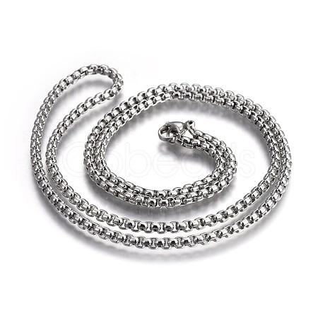 Non-Tarnish 304 Stainless Steel Box Chain Necklaces NJEW-O110-05I-P-1