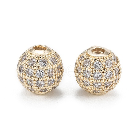 Brass Micro Pave Clear Cubic Zirconia Beads ZIRC-D274-02G-02-1