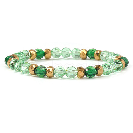 Glass & Brass Beads Stretch Bracelets for Women BK9964-6-1