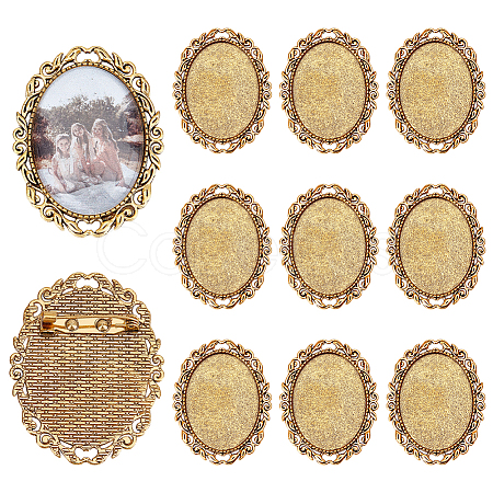 10Pcs Vintage Tibetan Alloy Brooch Cabochon Bezel Settings FIND-PH0025-54-1
