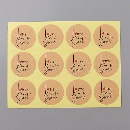 Round Dot Kraft Paper Adhesive Label Stickers STIC-WH0012-05B-1