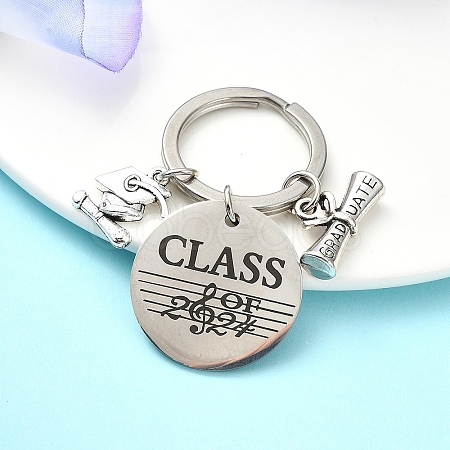 Flat Round Alloy Keychain KEYC-YW00090-02-1