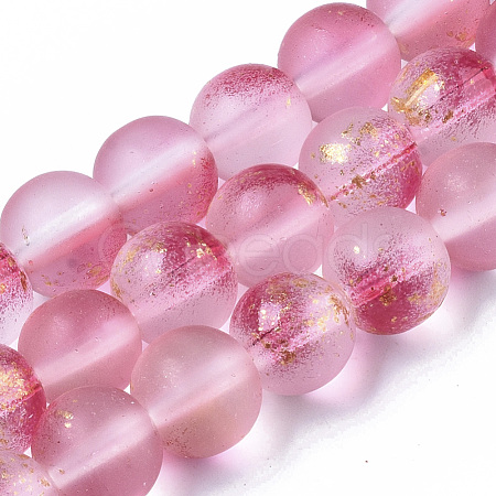 Frosted Spray Painted Glass Beads Strands X-GLAA-N035-03C-C04-1