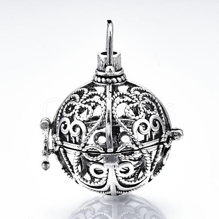 Rack Plating Brass Cage Pendants KK-Q402-01AS-1