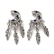 Alloy Rhinestone European Beads, Large Hole Beads, Moon with Leaf, Platinum, 27.5x13x8.5mm, Hole: 4.5mm