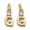 Brass Micro Pave Clear Cubic Zirconia Pendants, with Jump Rings, Real 18K Gold Plated, Long-Lasting Plated, Letter, Letter.G, 9x4.5x2mm