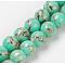 Sea Shell and Synthetic Turquoise Assembled Beads Strands, Round, Medium Turquoise, 8~9mm, Hole: 1.2mm, about 49~50pcs/strand, 15.3~15.7 inch(39~40cm)