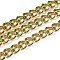 Golden Brass Enamel Curb Chain, Twisted Chain, Long-Lasting Plated, with Spool, Unwelded, Dark Green, 10.5x8x3.5mm, 32.8 Feet(10m)/roll