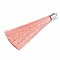 Fiber Tassel Big Pendant Decorations, with Platinum Plated Brass Finding, Pink, 70~73x7~25mm, Hole: 1.8mm