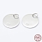 925 Sterling Silver Pendants, Flat Round Charms, with 925 Stamp, Silver, 10x0.6mm, Hole: 3mm