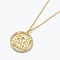 Brass Micro Pave Clear Cubic Zirconia Pendant Necklaces, Flat Round with Letter, Real 18K Gold Plated, Letter.M, 16.14~17.20 inch(41~43.7cm)