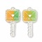 Two Tone Resin Big Pendants, Valentine's Day Theme, Glitter Powder, Envelope Key with Word I LOVE YOU, Green, 57.5x28x6mm, Hole: 2.3mm