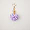 Satin Rose Pendant Decorations, with Heart Lobster Claw Clasps, Lavender, 105mm