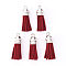 Faux Suede Tassel Pendant Decorations, with CCB Plastic Cord Ends, Platinum, 33~35x10mm, Hole: 2.5mm