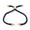 Cotton Cord Bracelet Making, with Brass Findings, Flat Round with Tree of Life, Real 18K Gold Plated, Midnight Blue, 8-5/8 inch(22cm), Hole: 2mm