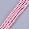 Spray Painted Non-magnetic Synthetic Hematite Beads Strands, Column, Pink, 3x3mm, Hole: 0.8mm, about 127~129pcs/strand, 15.7 inch