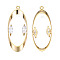 Brass Rhinestone Pendants, Cadmium Free & Nickel Free & Lead Free, Oval, Real 18K Gold Plated, 37x15x3mm, Hole: 1.4mm