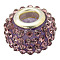 Resin Rhinestone Beads, with Silver Color Brass Double Cores, Grade A, Rondelle, Light Amethyst, 10x7mm, Hole: 2.5mm