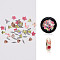 Paper Cabochons for Christmas, Nail Art Decorations, Mixed Shapes, Floral Pattern, 3~8x2~6x0.1mm, about 50pcs/box