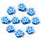 Handmade Polymer Clay Beads, Flower, Dodger Blue, 7~10x7~11x3~5mm, Hole: 1.6mm