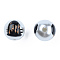 ABS Plastic Imitation Pearl Beads, with Enamel, Round with Ghost, Black, 12.5x12x11.5mm, Hole: 2mm