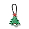 Christmas PVC Plastic Pendant Decotations, with Nylon Cord and Plastic Findings, Tree, Medium Sea Green, 61mm