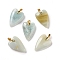 Natural Flower Amazonite Pendants, with Rack Plating Golden Plated Brass Findings, Long-Lasting Plated, Heart, 32~34x20x8mm, Hole: 4x4mm