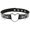Punk Rock Style Alloy Star Heart Link Imitation Leather Chocker Necklaces NJEW-WH20004-20A-1