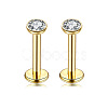 Flat Round Stainless Steel Clear Cubic Zirconia Internally Threaded Labrets WG955BE-06-1