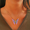 Alloy Enamel Butterfly Pendant Necklaces for Women WG304A4-08-1