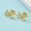Brass Micro Pave Clear Cubic Zirconia Bowknot Stud Earrings EJEW-A145-02B-G-2
