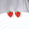 Strawberry Brass Stud Earrings EJEW-V011-04G-1