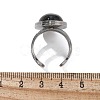 Oval Natural Black Agate Finger Rings RJEW-M062-02P-03-3