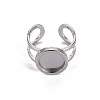 Tarnish Resistant 201 Stainless Steel Cuff Pad Ring Settings STAS-S080-040A-P-2