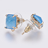 Faceted Glass Stud Earring Findings GLAA-F084-C06-2