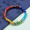 Rainbow Round Evil Eye Lampwork Stretch Beaded Bracelets for Kids BJEW-JB05940-3