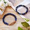 2Pcs 2 Style Dyed & Heated Natural Tiger Eye & Gemstone Stretch Bracelets Set BJEW-SW00090-5