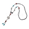 Retro Glass & Porcelain & Alloy Adjustable Nylon Cord Y Necklaces for Women NJEW-JN05360-03-4