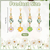 4Pcs Flower Glass Seed & Alloy & Enamel Pendant Decorations HJEW-DR00311-2