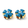 Golden Tone Brass Enamel Beads KK-E048-01G-02-3