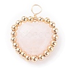 Alloy Faceted Natural Rose Quartz Beads Pendants PALLOY-JF01299-1