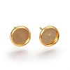 Flat Round 304 Stainless Steel Stud Earring Settings Ion Plating(IP) STAS-I323-10mm-G03-2