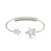 Star Brass Pave Clear Cubic Zirconia Open Cuff Bangles for Women BJEW-G704-03P-2