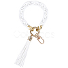 Acrylic & Zine Alloy & PU Pendant Decoration KEYC-WH0052-01B-1