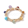 Round Natural Mixed Gemstone Bead Finger Ring RJEW-JR00723-4