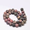 Frosted Natural Rhodonite Round Bead Strands G-F266-13-10mm-2