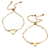 2Pcs 2 Styles Stainless Steel Cable Chain Slider Bracelets for Women BJEW-GO0002-22-1