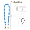 Natural & Dyed Malaysia Jade & 304 Stainless Steel Round Beaded Mobile Straps HJEW-SW00043-04-2